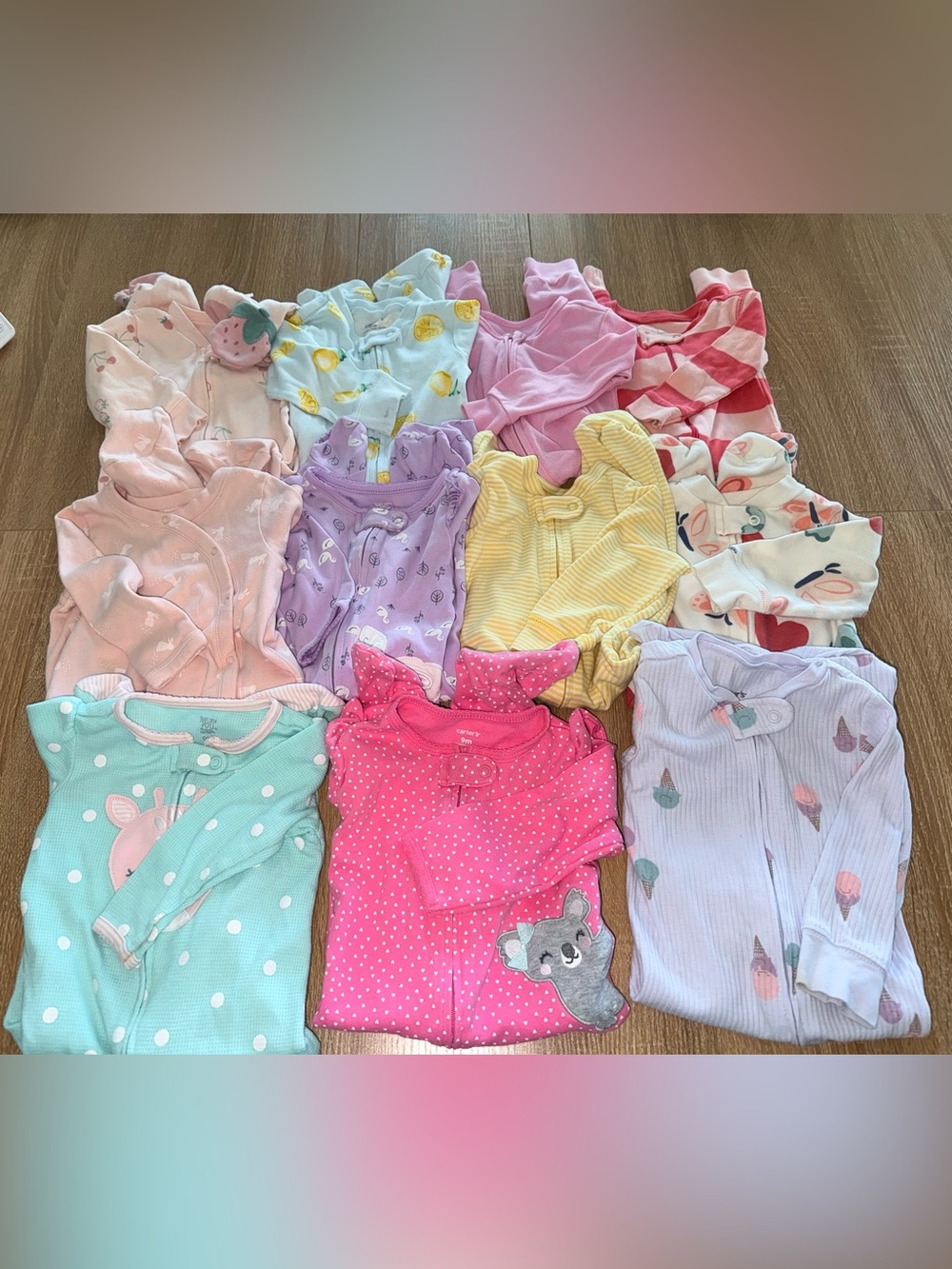 Carter’s , Nordstrom infant girl sleepers Footed Pajamas all 9 months